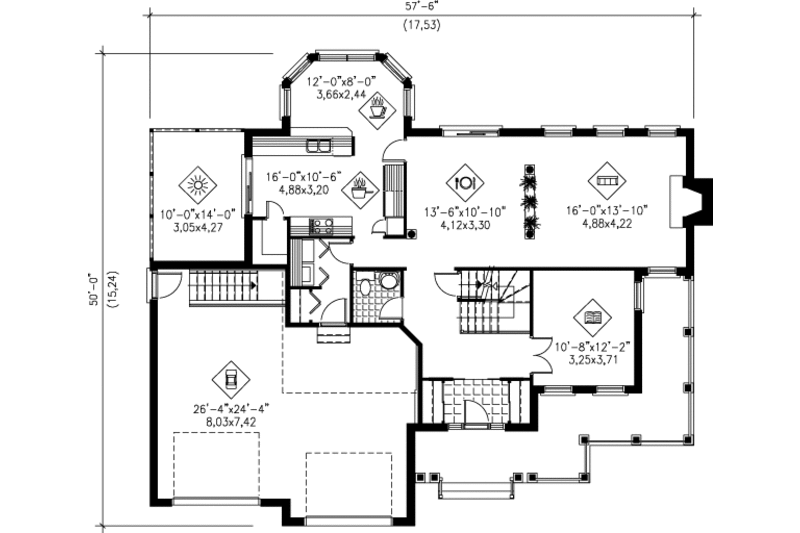 Dream House Plan - Floor Plan - Main Floor for Farmhouse House Plan #25-2195 - 3 bed, 2.5 bath