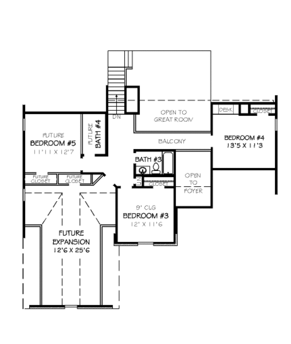 European Floor Plan - Upper Floor Plan #424-173