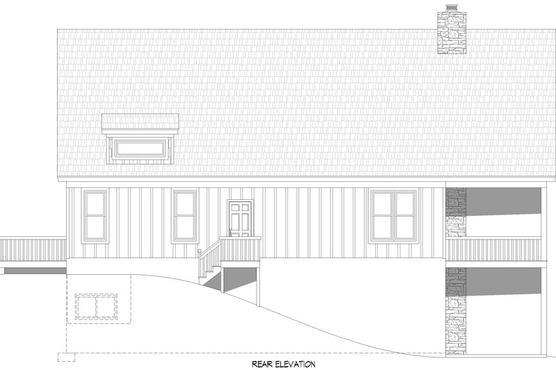 House Design - Exterior - Rear Elevation for Country House Plan #932-1239 - 2 bed, 2.5 bath