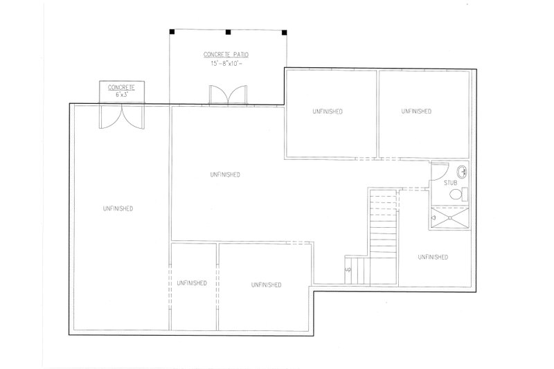 Home Plan - Floor Plan - Lower Floor for Ranch House Plan #437-79 - 3 bed, 2 bath