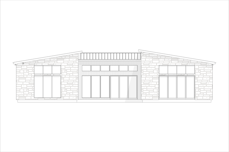 House Blueprint - Exterior - Rear Elevation 1 for Modern House Plan #1127-17 - 3 bed, 2.5 bath
