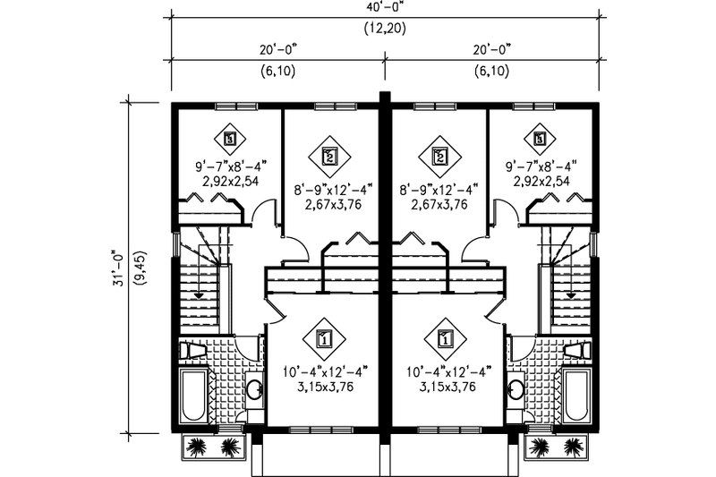 Home Plan - Floor Plan - Upper Floor for Modern House Plan #25-329 - 3 bed, 1.5 bath