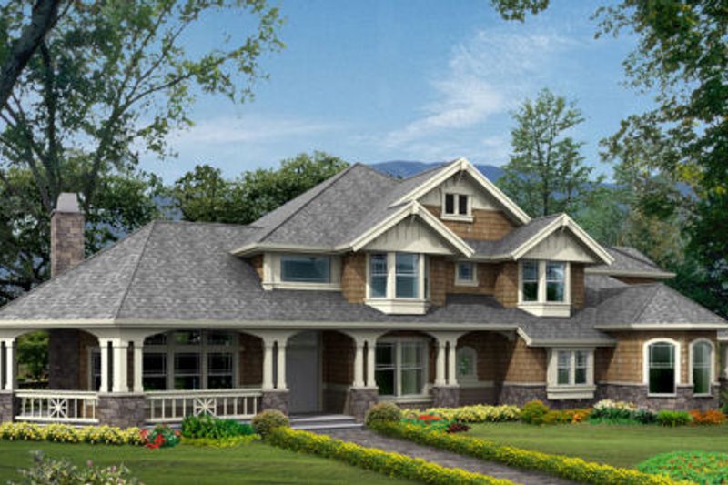 House Blueprint - Craftsman Exterior - Front Elevation Plan #132-162