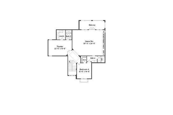 Floor Plan - Upper Floor for European House Plan #135-145 - 4 bed, 5.5 bath