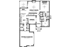 Floor Plan - Main Floor for Southern House Plan #34-170 - 3 bed, 2.5 bath