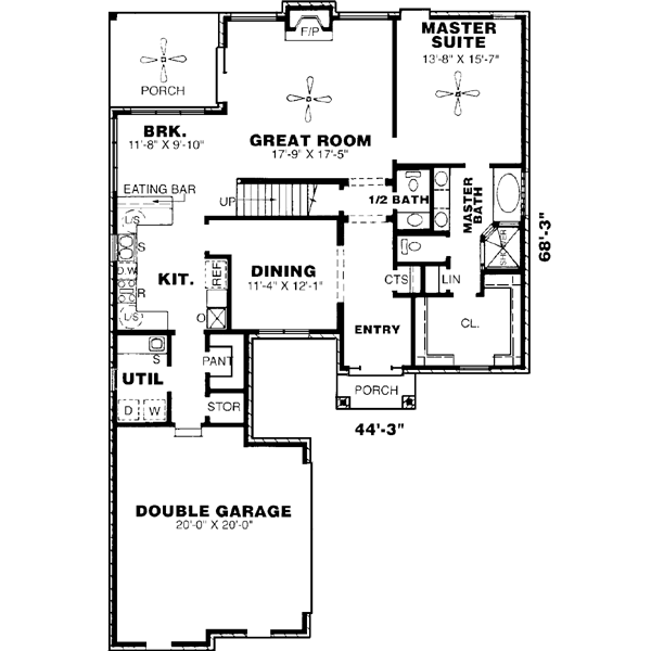 Southern Floor Plan - Main Floor Plan #34-170