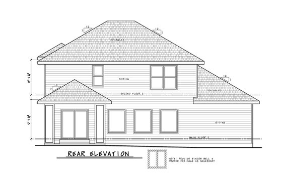 Exterior - Rear Elevation for Contemporary House Plan #20-2476 - 4 bed, 2.5 bath