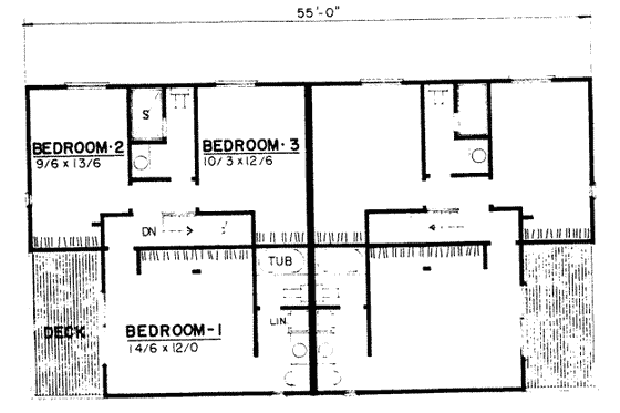 Floor Plan - Upper Floor House Plan #303-210 - 3 bed, 1.5 bath
