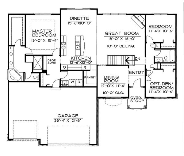 House Blueprint - European Floor Plan - Main Floor Plan #20-2151