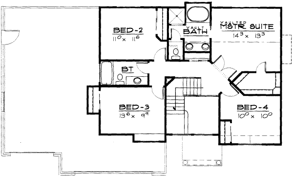 Traditional Floor Plan - Upper Floor Plan #308-116