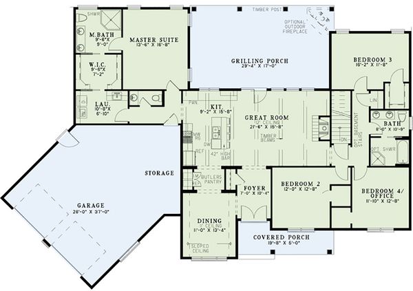 Architectural House Design - Country Floor Plan - Main Floor Plan #17-2555