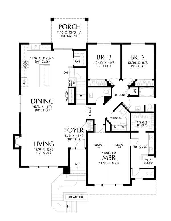 Architectural House Design - Craftsman Floor Plan - Main Floor Plan #48-1095