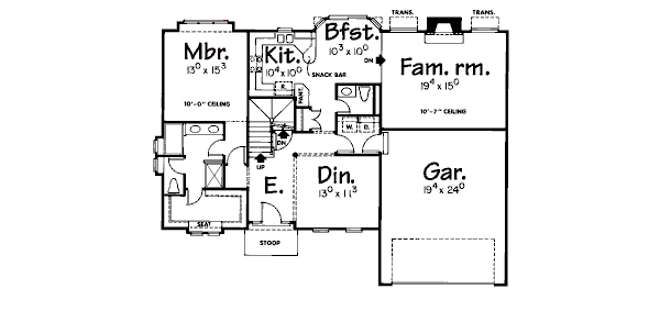 Home Plan - Colonial Floor Plan - Main Floor Plan #20-703