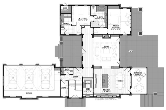 Floor Plan - Main Floor for Craftsman House Plan #928-305 - 3 bed, 4 bath