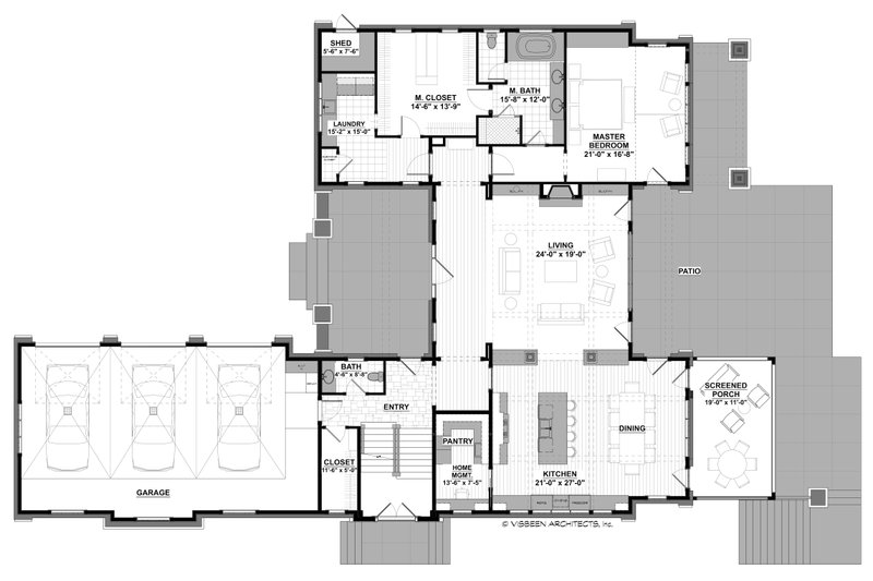Architectural House Design - Floor Plan - Main Floor for Craftsman House Plan #928-305 - 3 bed, 4 bath