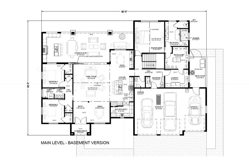 House Plan Design - Floor Plan - Main Floor 1 for Contemporary House Plan #1069-42 - 3 bed, 2.5 bath