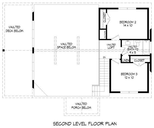 Southern Floor Plan - Upper Floor Plan #932-792