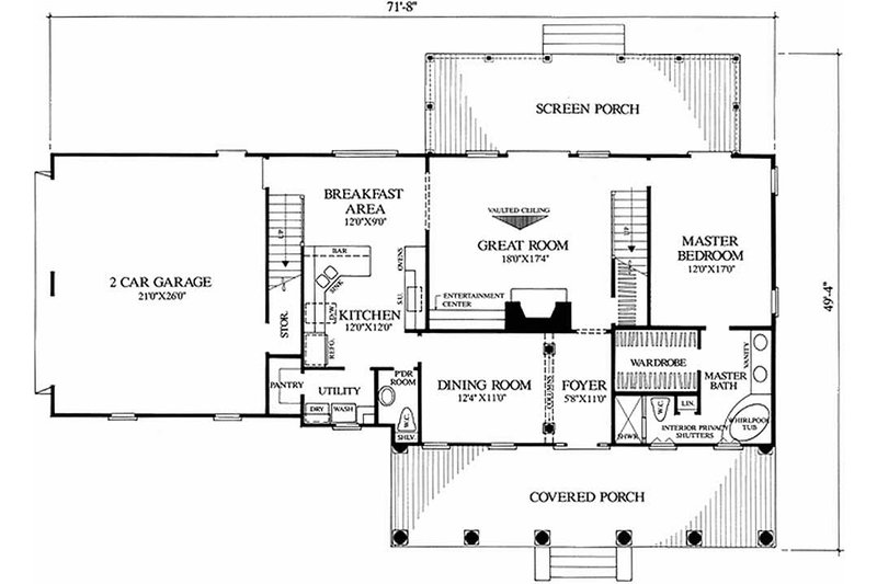 Dream House Plan - Floor Plan - Main Floor for Southern House Plan #137-123 - 3 bed, 2.5 bath