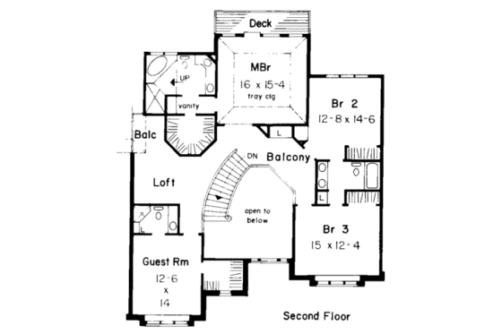 Floor Plan - Upper Floor for European House Plan #312-328 - 4 bed, 3.5 bath
