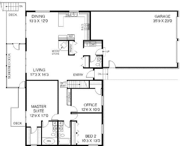 Ranch Floor Plan - Main Floor Plan #60-381