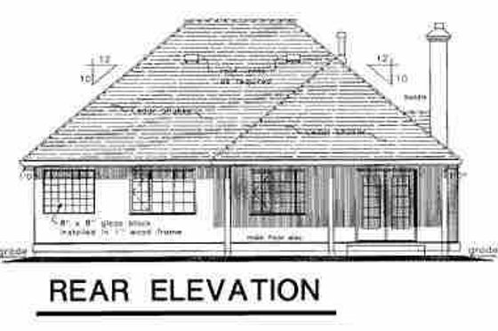 Exterior - Rear Elevation for Ranch House Plan #18-207 - 4 bed, 3 bath