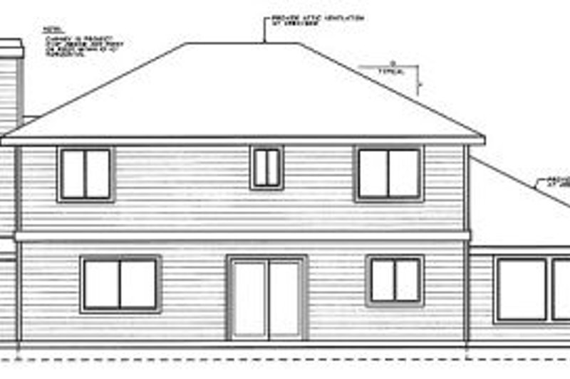 Dream House Plan - Exterior - Rear Elevation for Traditional House Plan #93-203 - 4 bed, 2.5 bath