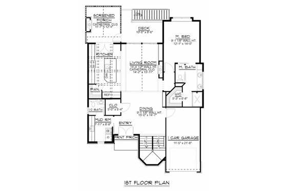 Floor Plan - Main Floor for Craftsman House Plan #1064-13 - 5 bed, 2.5 bath