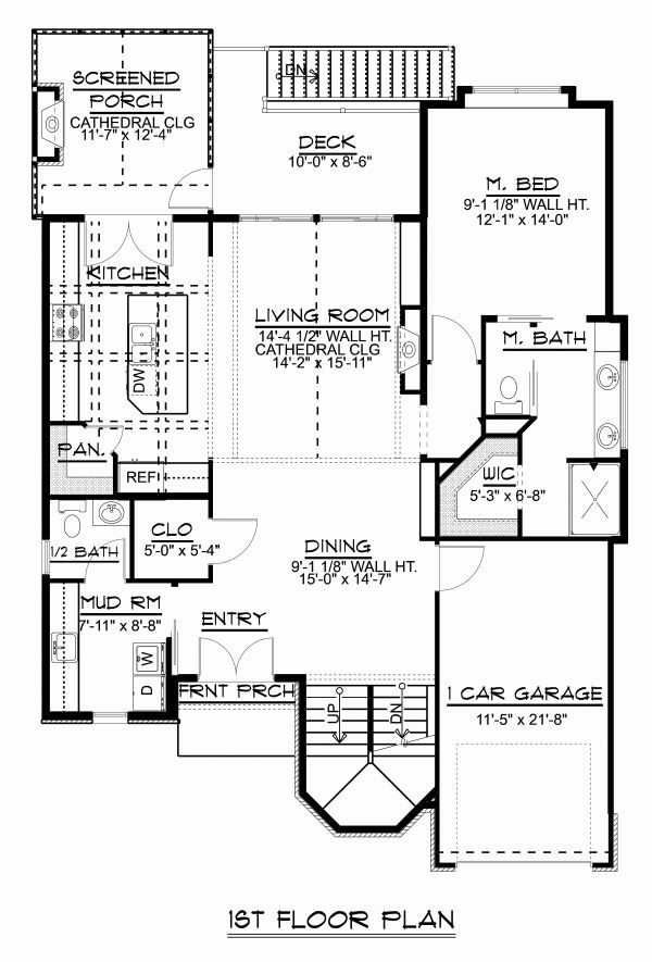 Craftsman Floor Plan - Main Floor Plan #1064-13