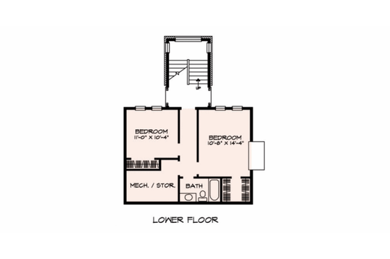 Floor Plan - Lower Floor for Country House Plan #140-111 - 3 bed, 3 bath