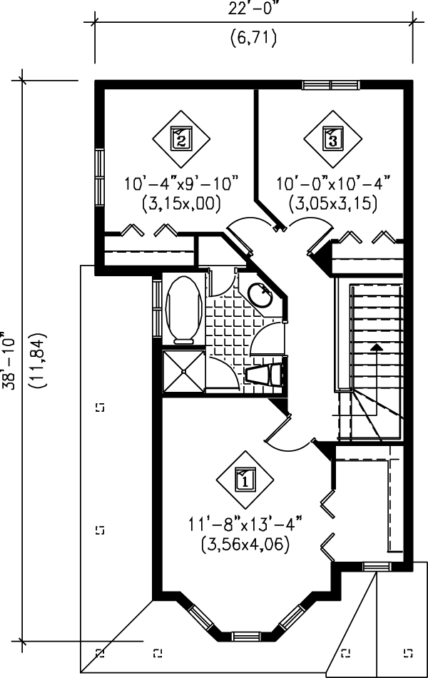Victorian Floor Plan - Upper Floor Plan #25-2081