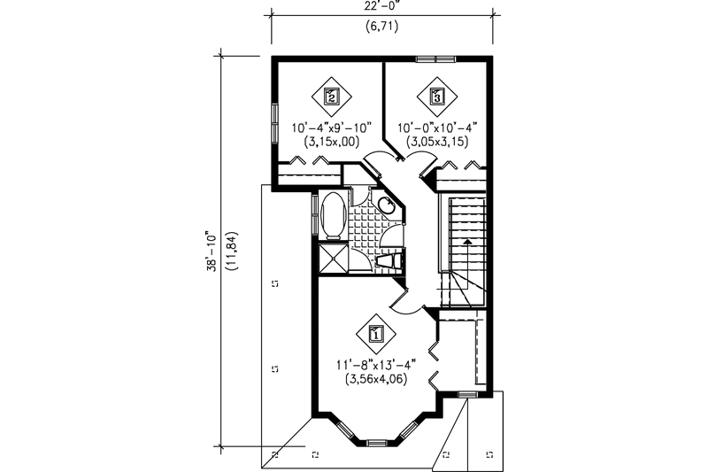 House Design - Floor Plan - Upper Floor for Victorian House Plan #25-2081 - 3 bed, 1.5 bath