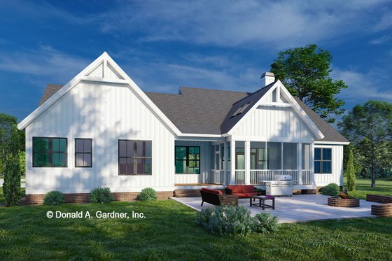Exterior - Rear Elevation for Farmhouse House Plan #929-1143 - 3 bed, 2 bath