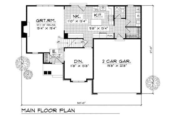 Floor Plan - Main Floor for Traditional House Plan #70-202 - 3 bed, 2.5 bath