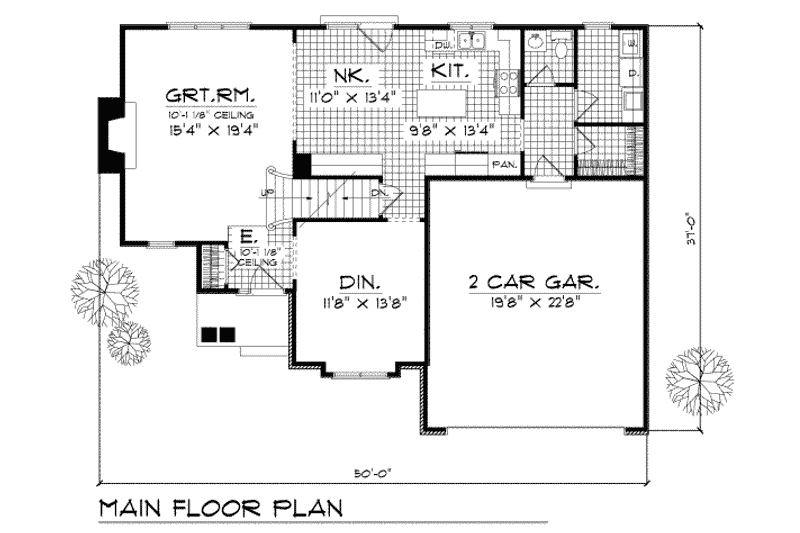 House Plan Design - Floor Plan - Main Floor for Traditional House Plan #70-202 - 3 bed, 2.5 bath