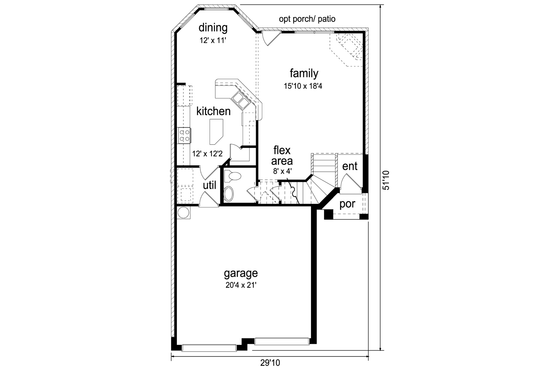Floor Plan - Main Floor for European House Plan #84-564 - 3 bed, 2.5 bath