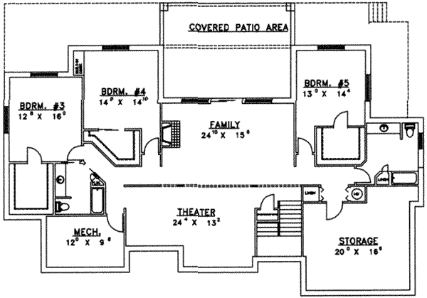 Architectural House Design - Traditional Floor Plan - Lower Floor Plan #117-243