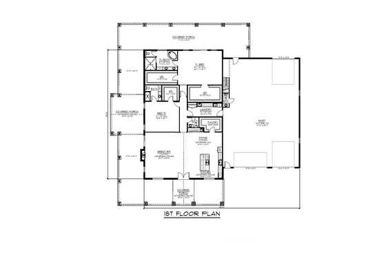 Floor Plan - Main Floor for Country House Plan #1064-278 - 2 bed, 2.5 bath