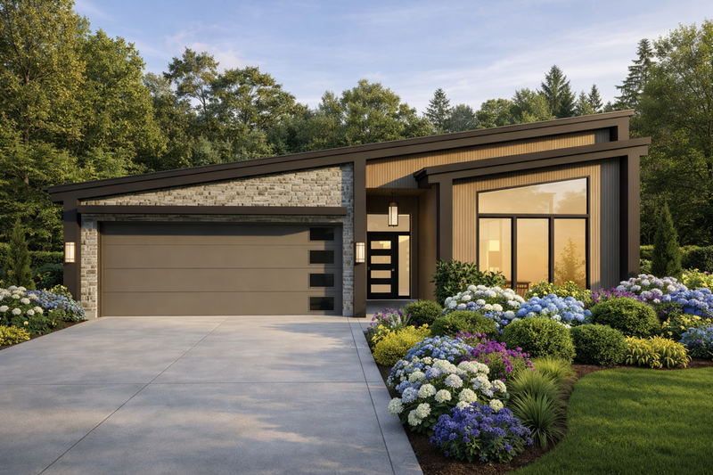 Modern Style House Plan - 3 Beds 2 Baths 1888 Sq/Ft Plan #1111-21 Exterior