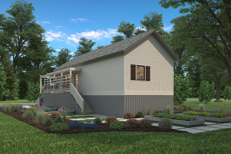 House Blueprint - Exterior - Rear Elevation 1 for Cottage House Plan #497-23 - 2 bed, 2 bath