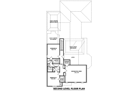 Floor Plan - Upper Floor for European House Plan #81-1254 - 4 bed, 3 bath