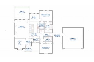 Floor Plan - Main Floor for Tudor House Plan #1109-2 - 2 bed, 2 bath