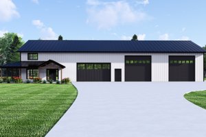 Exterior - Front Elevation 3 for Barndominium House Plan #1064-320 - 1 bed, 1.5 bath