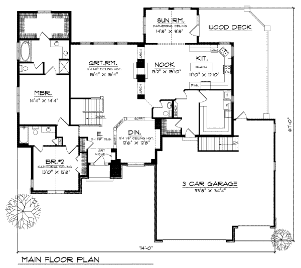 House Plan Design - European Floor Plan - Main Floor Plan #70-504