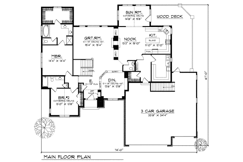 Home Plan - Floor Plan - Main Floor for European House Plan #70-504 - 2 bed, 2.5 bath