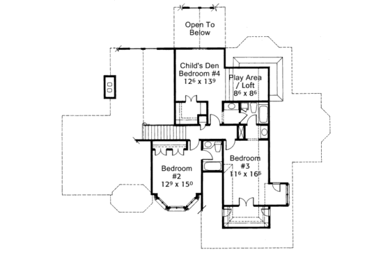 Floor Plan - Upper Floor for European House Plan #429-1 - 5 bed, 4 bath