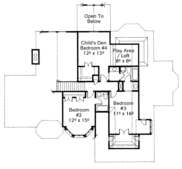 House Design - European Floor Plan - Upper Floor Plan #429-1