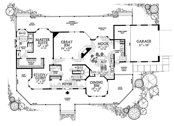 House Plan Design - Country Floor Plan - Main Floor Plan #72-183