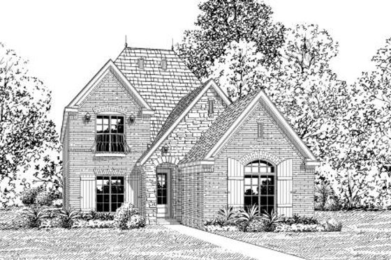 Exterior - Front Elevation for European House Plan #424-156 - 3 bed, 2.5 bath