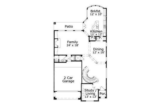 Floor Plan - Main Floor for European House Plan #411-214 - 3 bed, 4 bath