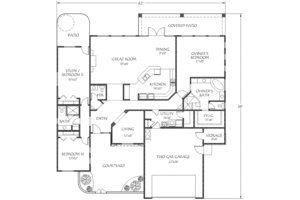 Floor Plan - Main Floor for Adobe / Southwestern House Plan #24-212 - 3 bed, 2.5 bath